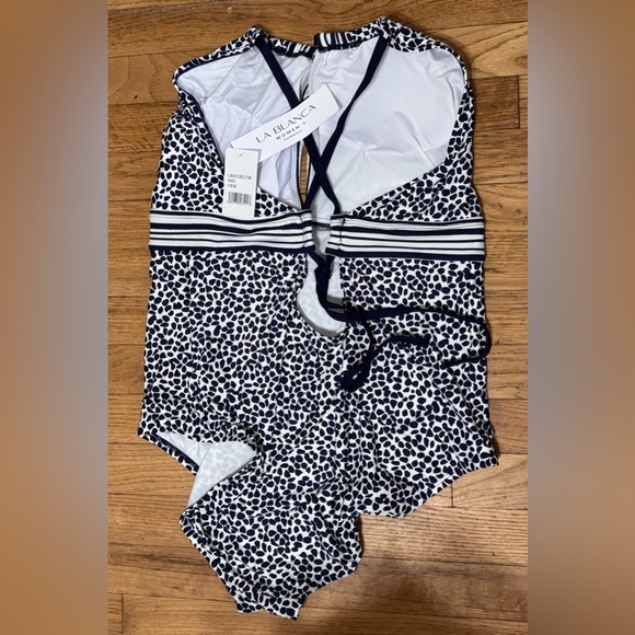 La Blanca High Neck Keyhole Mio One Piece Swimsuit in Indigo - Picture 4 of 5